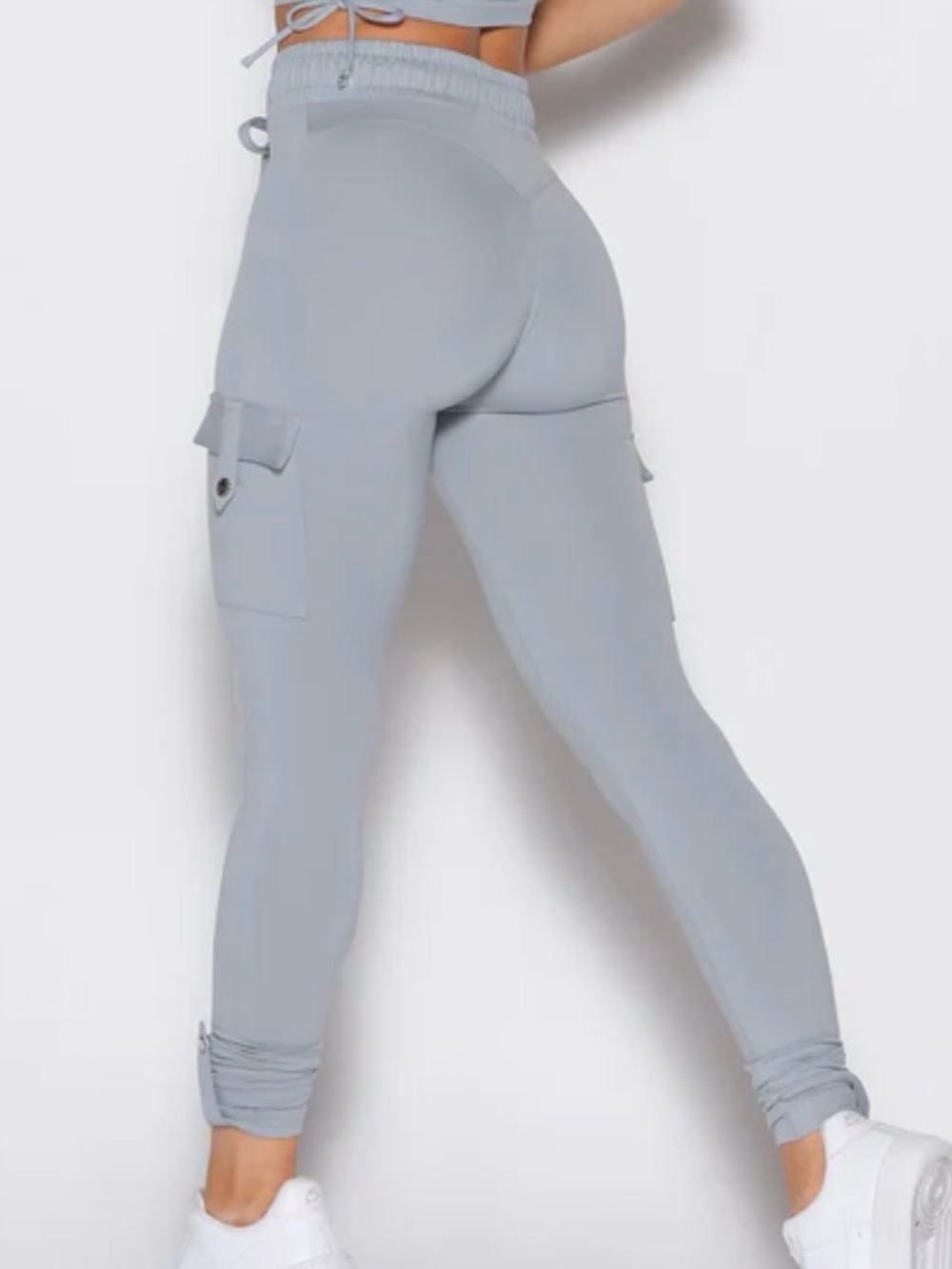 Hard Tail Forever Cargo Pocket Leggings Gray Blue High Rise Yoga Pants Size S